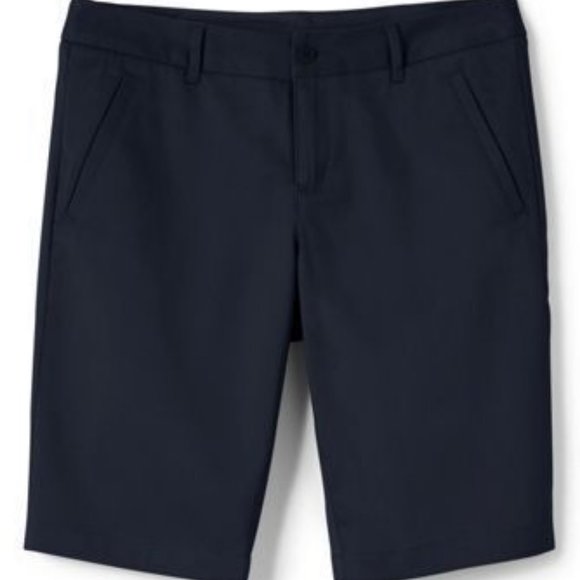 NWT LANDS' END STRETCH STAIN RESISTANT CHINO BERMUDA SHORTS CLASSIC NAVY 0 - Picture 1 of 5